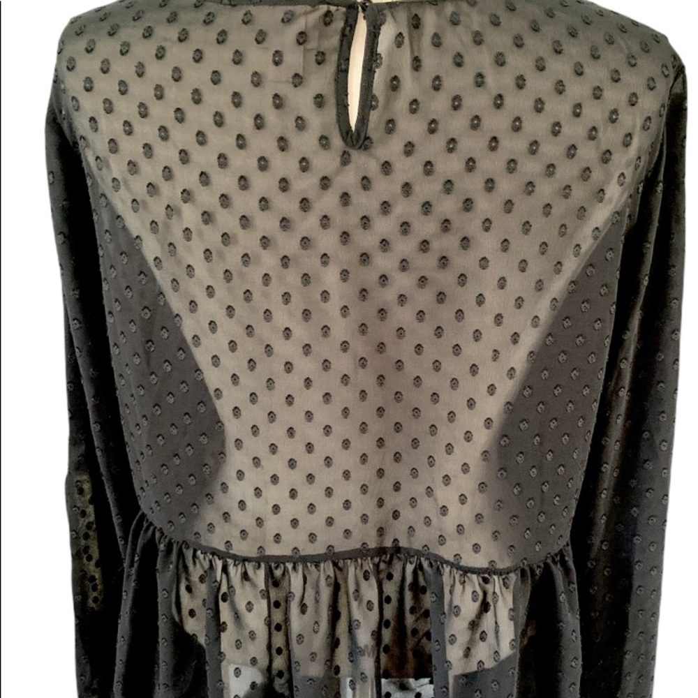Sheer Black Dotted Swiss Mossimo Blouse Large - Picture 3 of 4